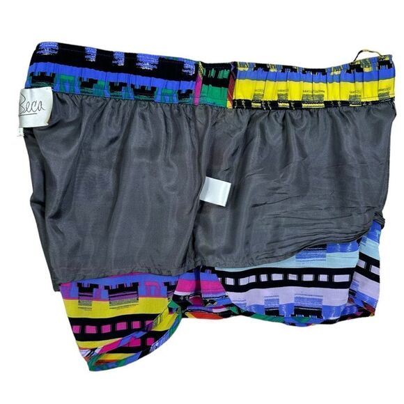 Rory Beca Purple Multi Color Eclectic Silk Drawstring Waist Shorts - Picture 7 of 9